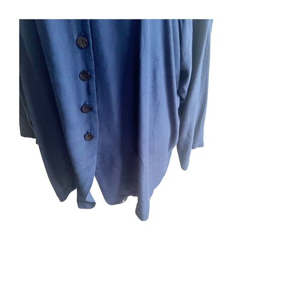 Express Button Front Relaxed Lagenlook Navy Tunic Size Large Minimalist - Picture 6 of 12